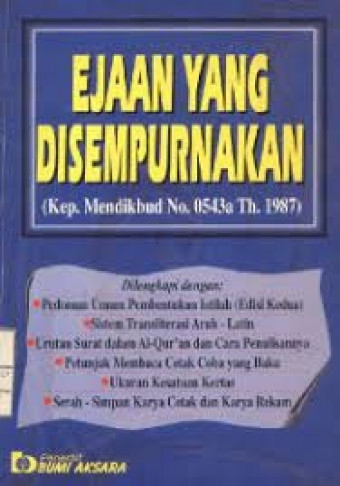 Ejaan Yang Disempurnakan; Kep. Mendikbud No. 0543a Th. 1987